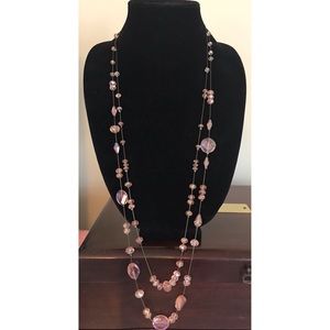 Long Pink Beaded Necklace